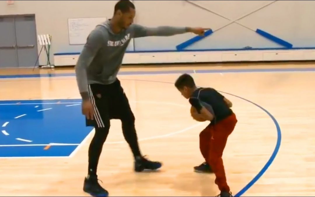 Carmelo Anthony Teaches His Son How to Jab Step