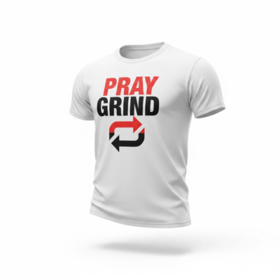 Pray Grind Repeat White T-Shirt